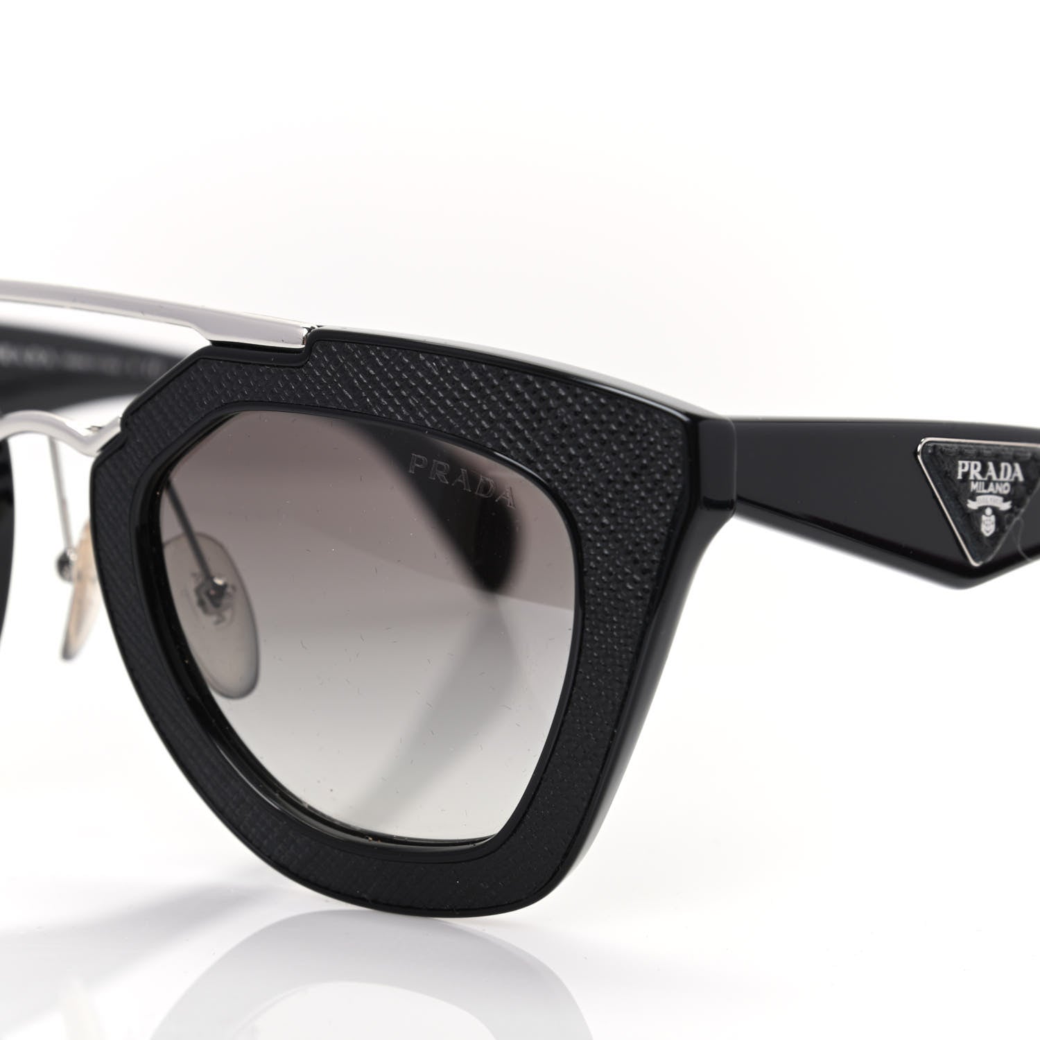 Prada Saffiano Cinema Sunglasses SPR 14S Black 7 of 8