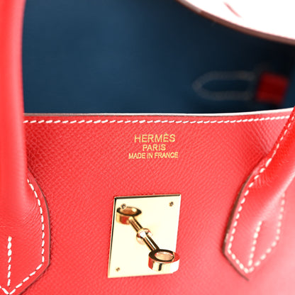 Hermes Epsom Candy Birkin 35 Rouge Casaque Bleu Thalassa 6 of 12