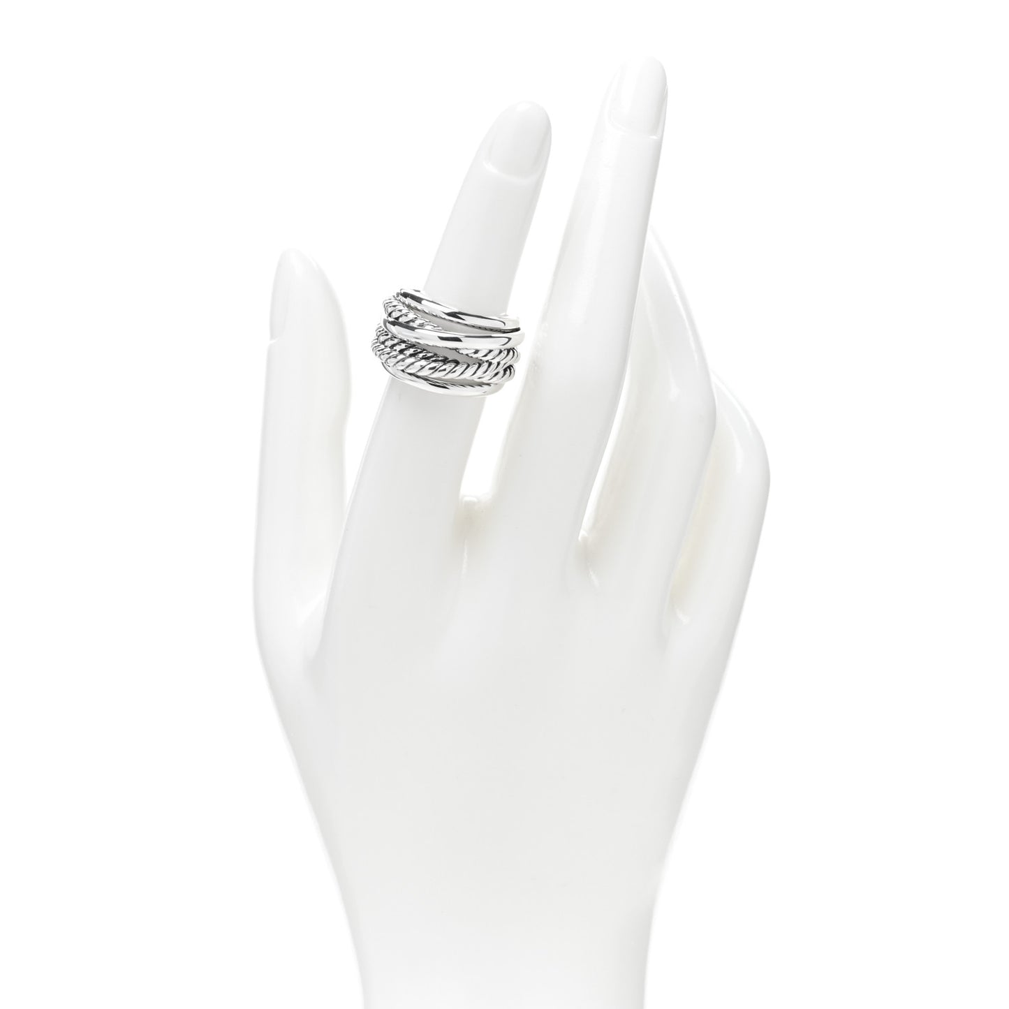 Sterling Silver Wide Crossover Cable Ring 50 5.5