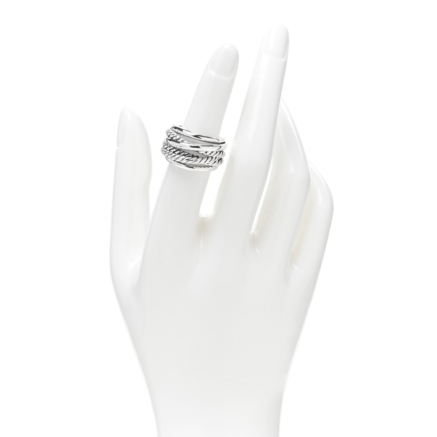 David Yurman Sterling Silver Wide Crossover Cable Ring 50 5.5 2 of 4