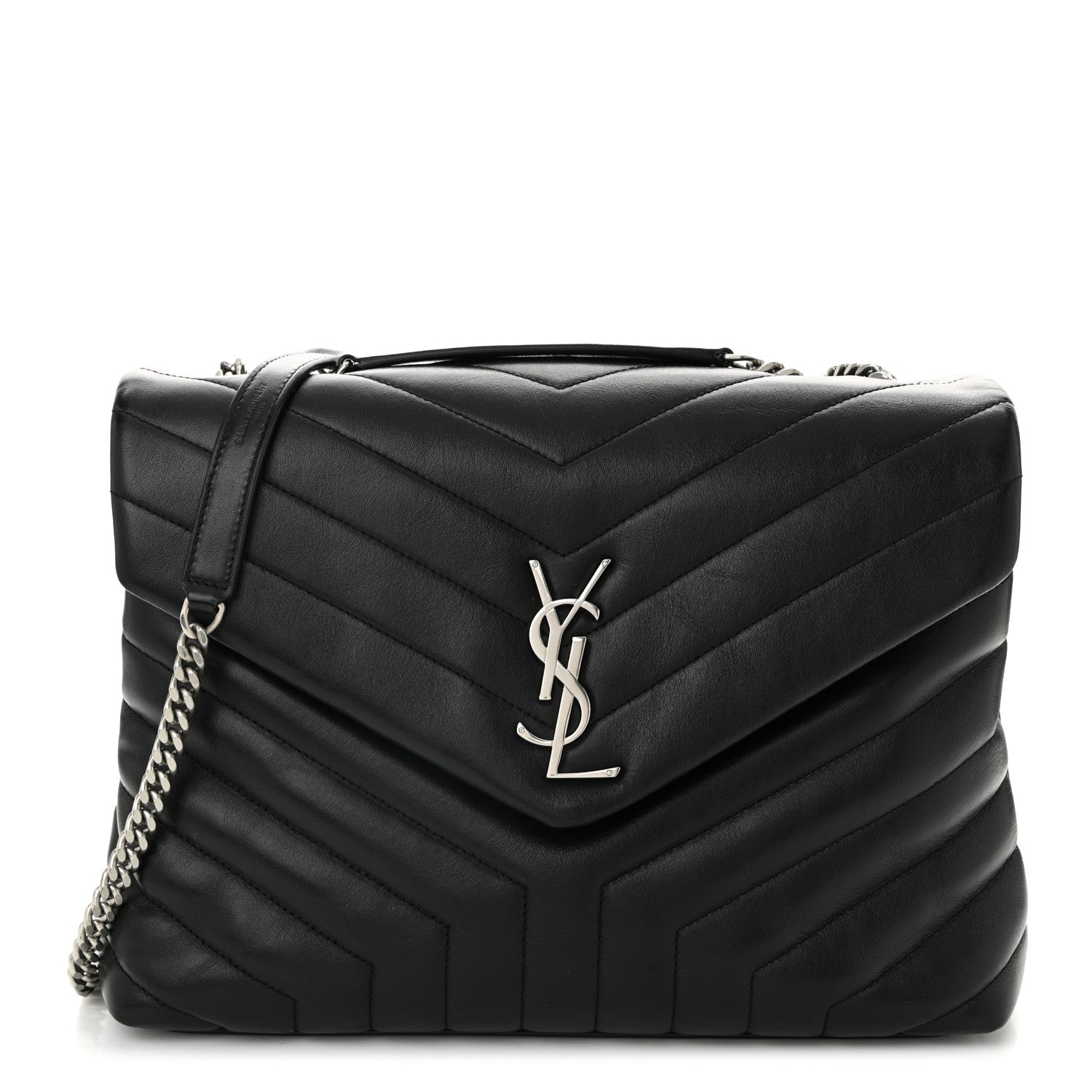 Saint Laurent Calfskin Y Quilted Monogram Medium Loulou Chain Satchel Black 1 of 10