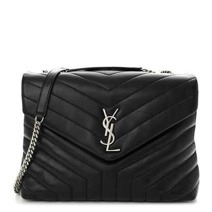 Saint Laurent Calfskin Y Quilted Monogram Medium Loulou Chain Satchel Black 1 of 10
