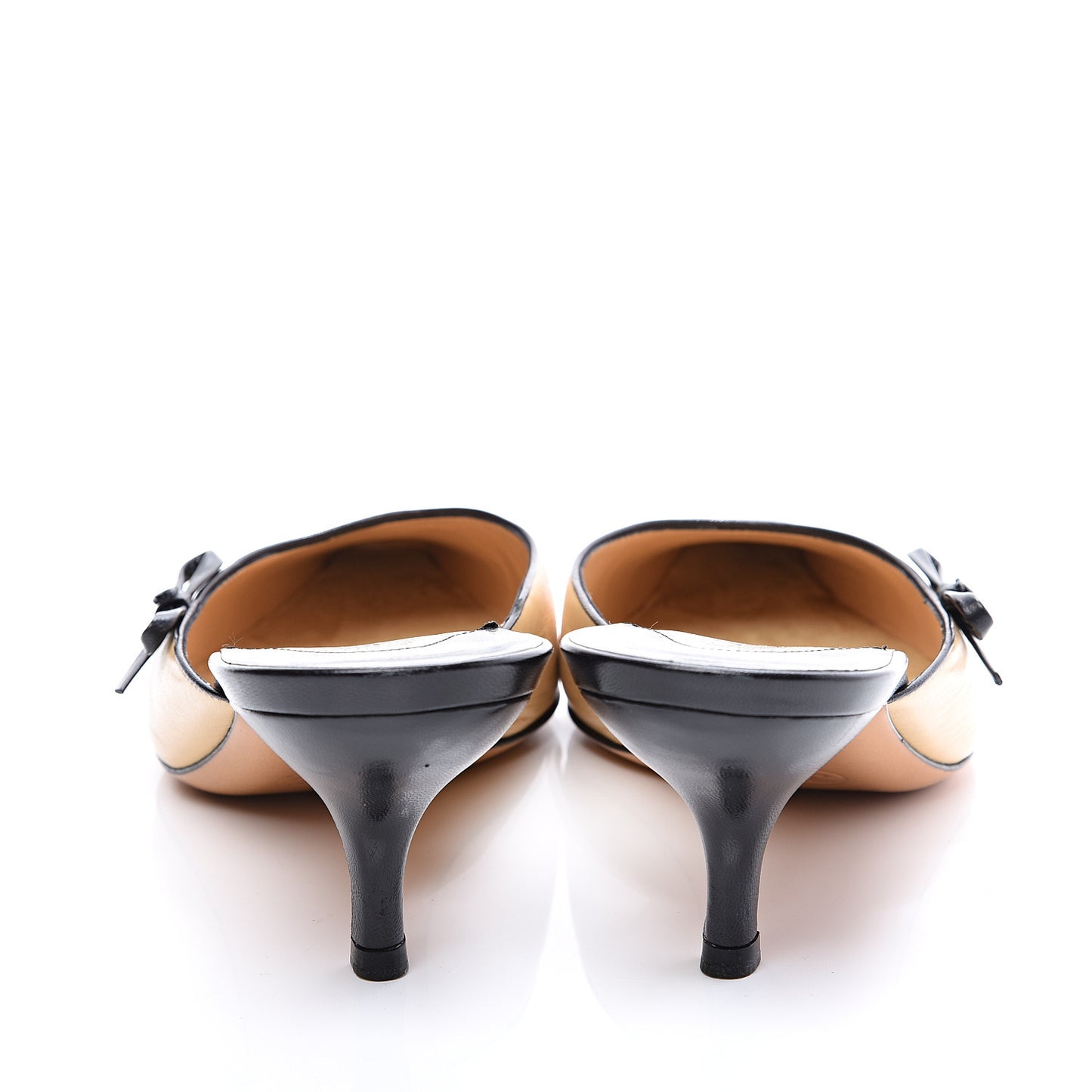 Lambskin Cap Toe CC Mules 39 Beige Black
