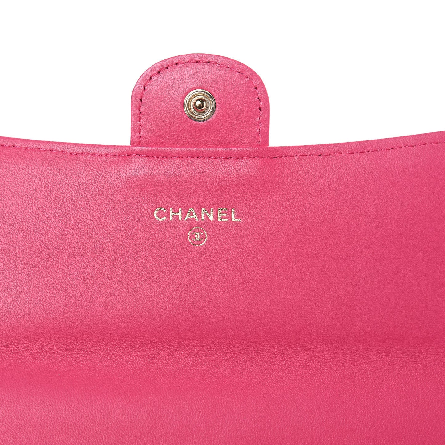 Lambskin Quilted Large Gusset Flap Wallet Fuchsia