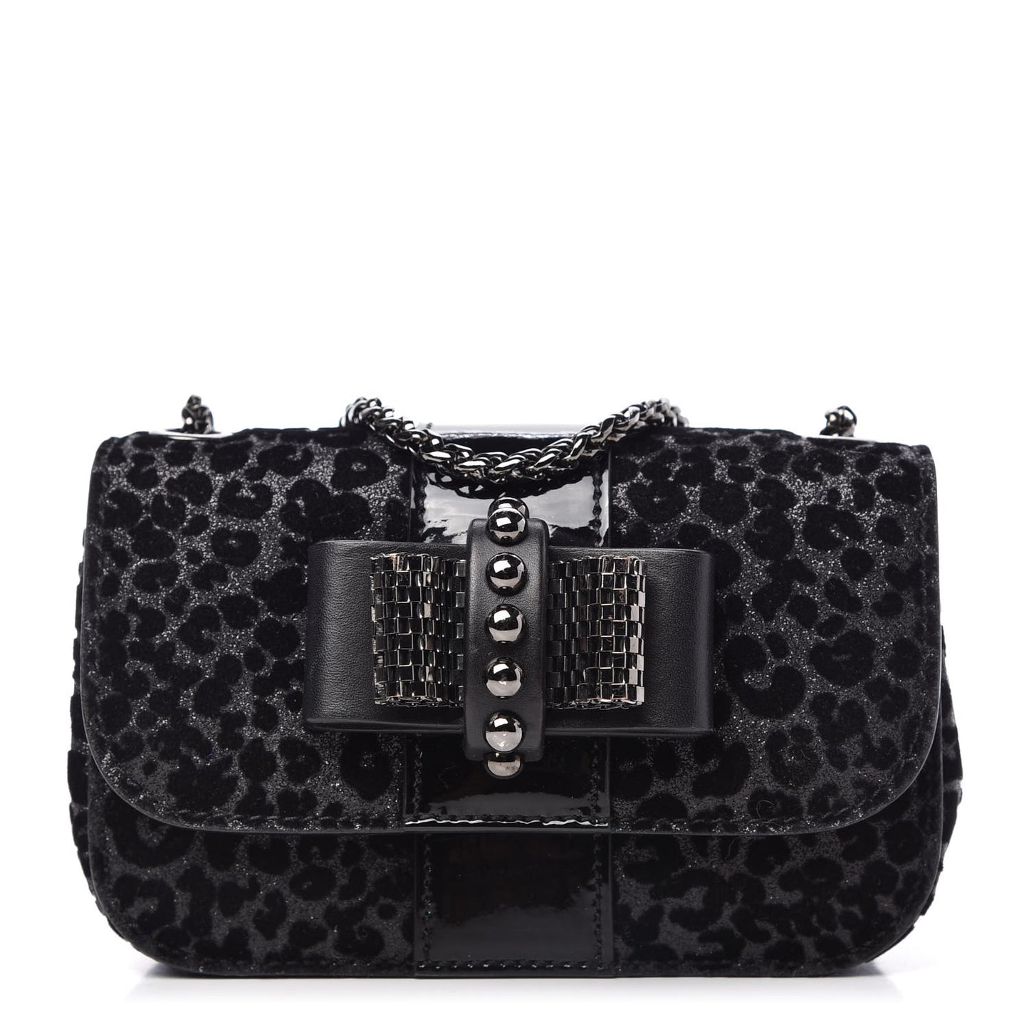 Floque Patent Glitter Leo Sweet Charity Crossbody Bag Black