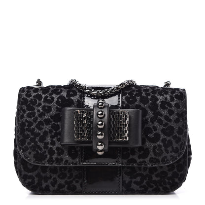 Christian Louboutin Floque Patent Glitter Leo Sweet Charity Crossbody Bag Black 1 of 9