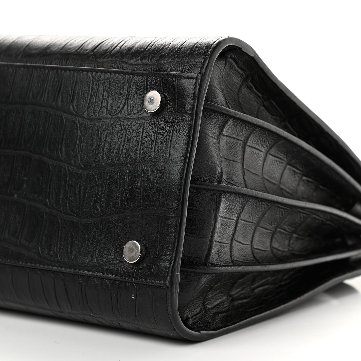 Calfskin Crocodile Embossed Small Sac de Jour Black