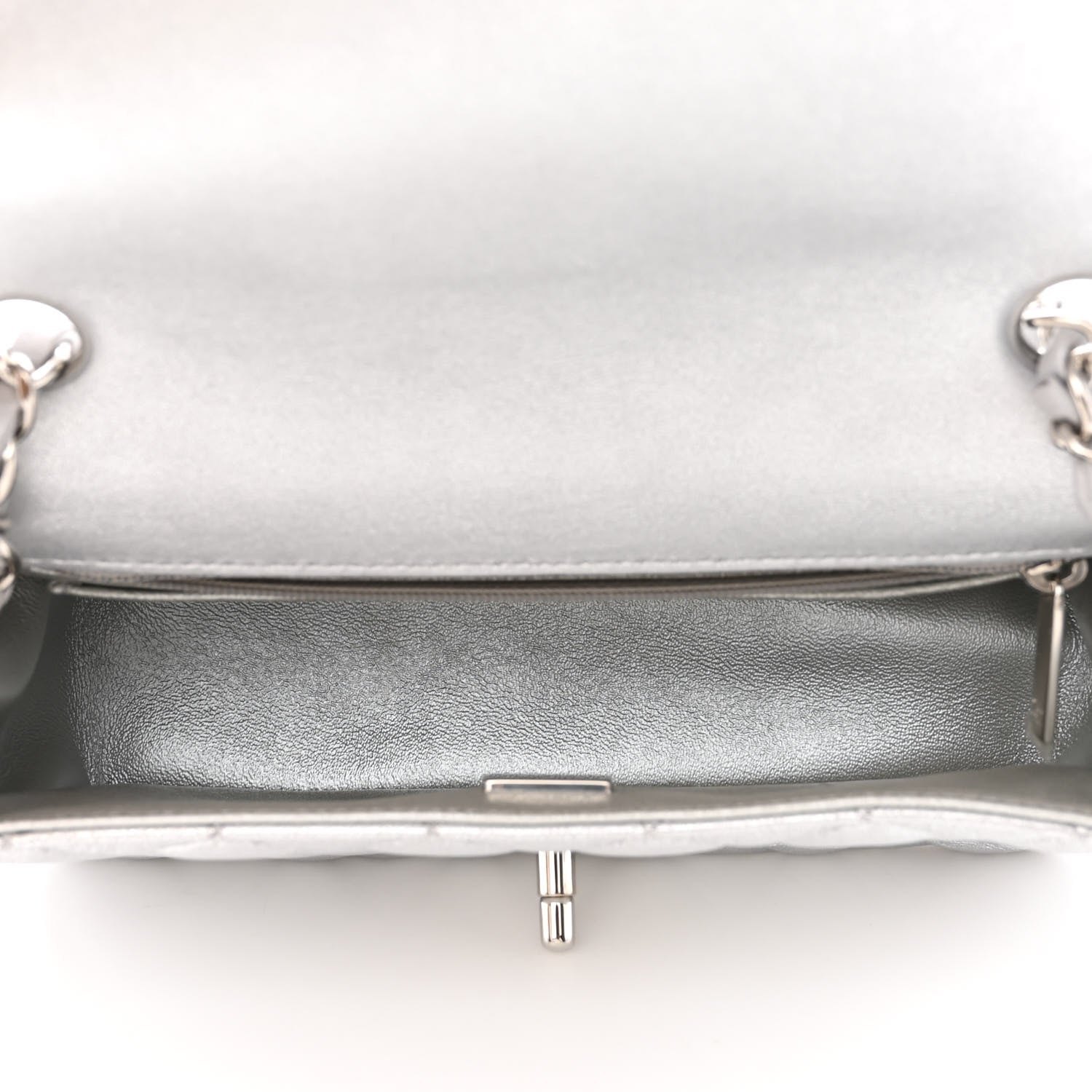 Chanel Metallic Lambskin Quilted Mini Rectangular Flap Silver 5 of 10