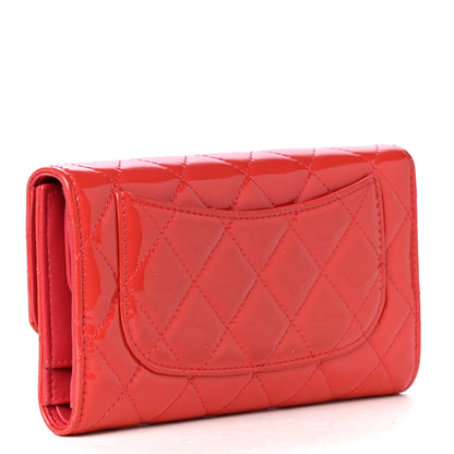Chanel Patent Quilted Large Flap Wallet Coral 2 of 4