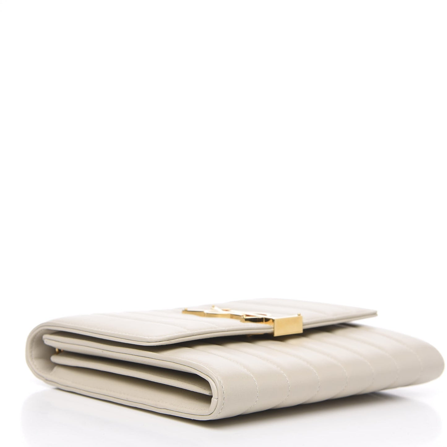 Lambskin Matelasse Monogram Vicky Chain Wallet Off White