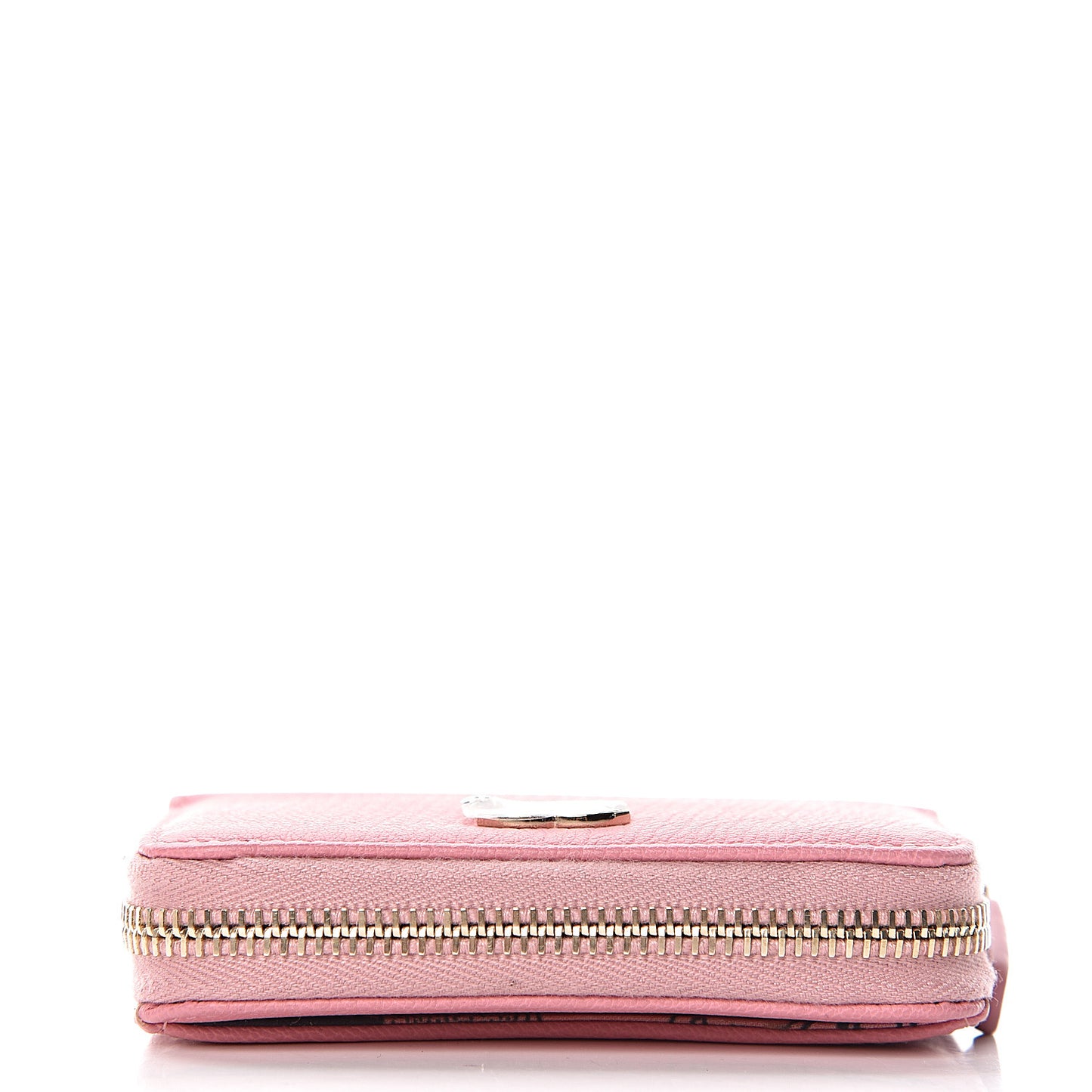 Goatskin Camellia Zip Coin Purse Pink