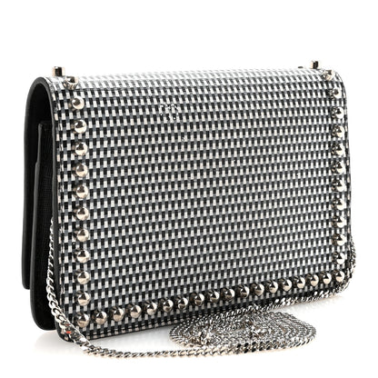 Fendi Vitello Elite Mink Fur Studded Karlito Tube Wallet On Chain Black White 3 of 9