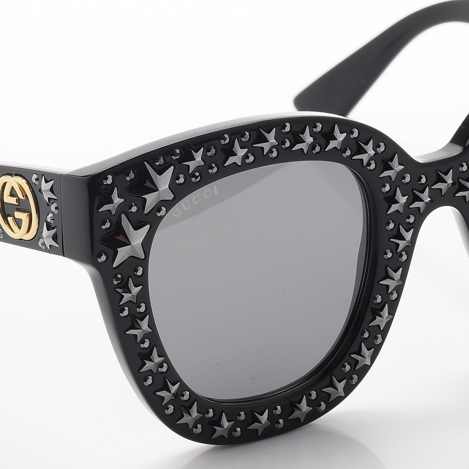 Gucci Acetate Stars Cat Eye Sunglasses GG0116S Black 9 of 10