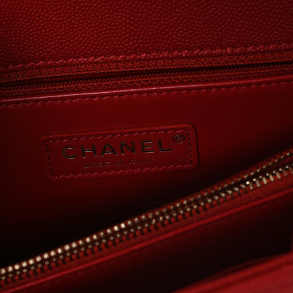 Chanel Caviar Quilted Lizard Embossed Small Coco Handle Flap Red 5 of 10