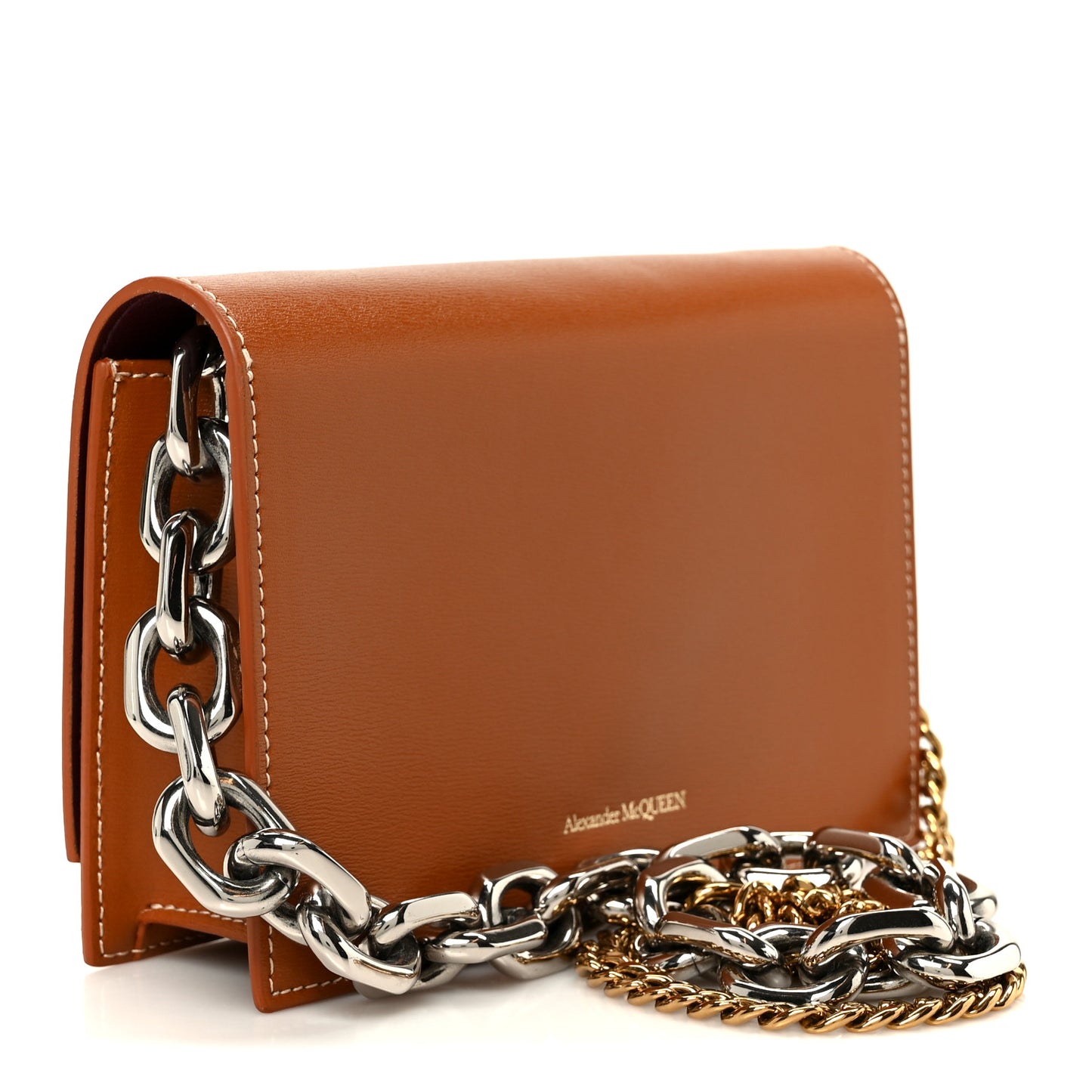 Calfskin Mini Skull Chain Crossbody Bag Caramel Tan