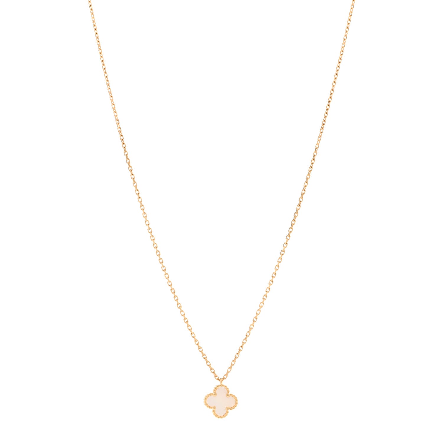 Van Cleef & Arpels 18K Yellow Gold Mother of Pearl Sweet Alhambra Pendant Necklace 1 of 6