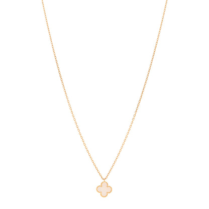 Van Cleef & Arpels 18K Yellow Gold Mother of Pearl Sweet Alhambra Pendant Necklace 1 of 6