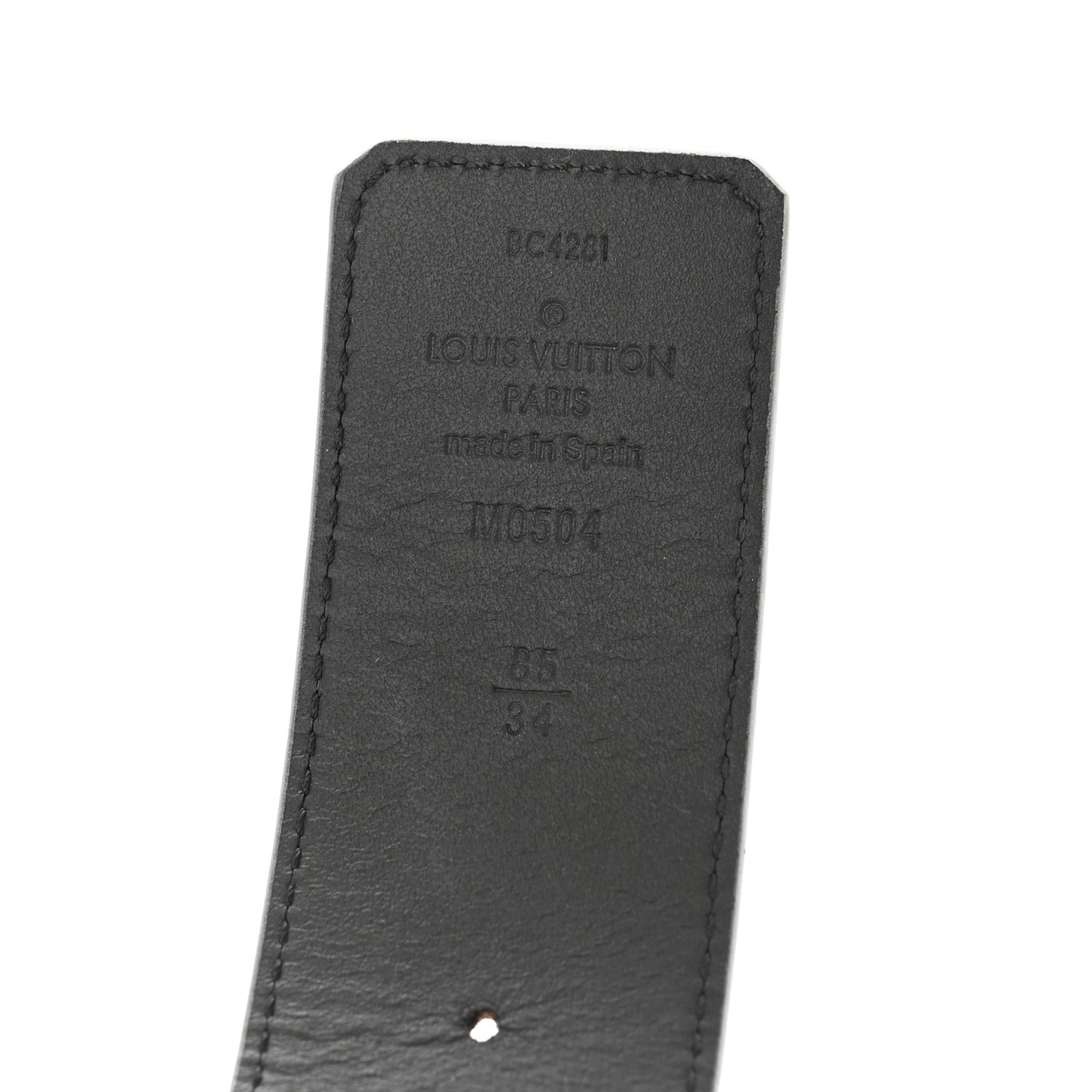 Damier Glitter Calfskin 40mm LV Pyramide Belt 85 34 Silver