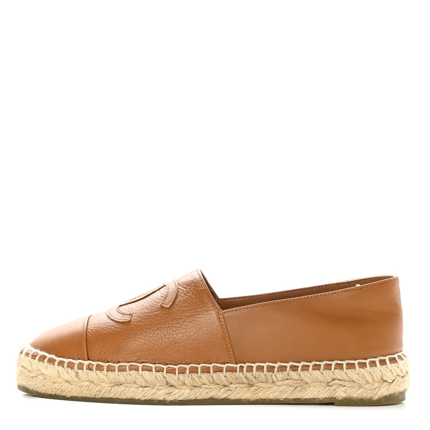 Calfskin CC Espadrilles 36 Light Brown