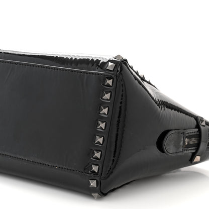 Valentino Garavani Patent Monochrome Small Rockstud Double Handle Tote Black 9 of 11