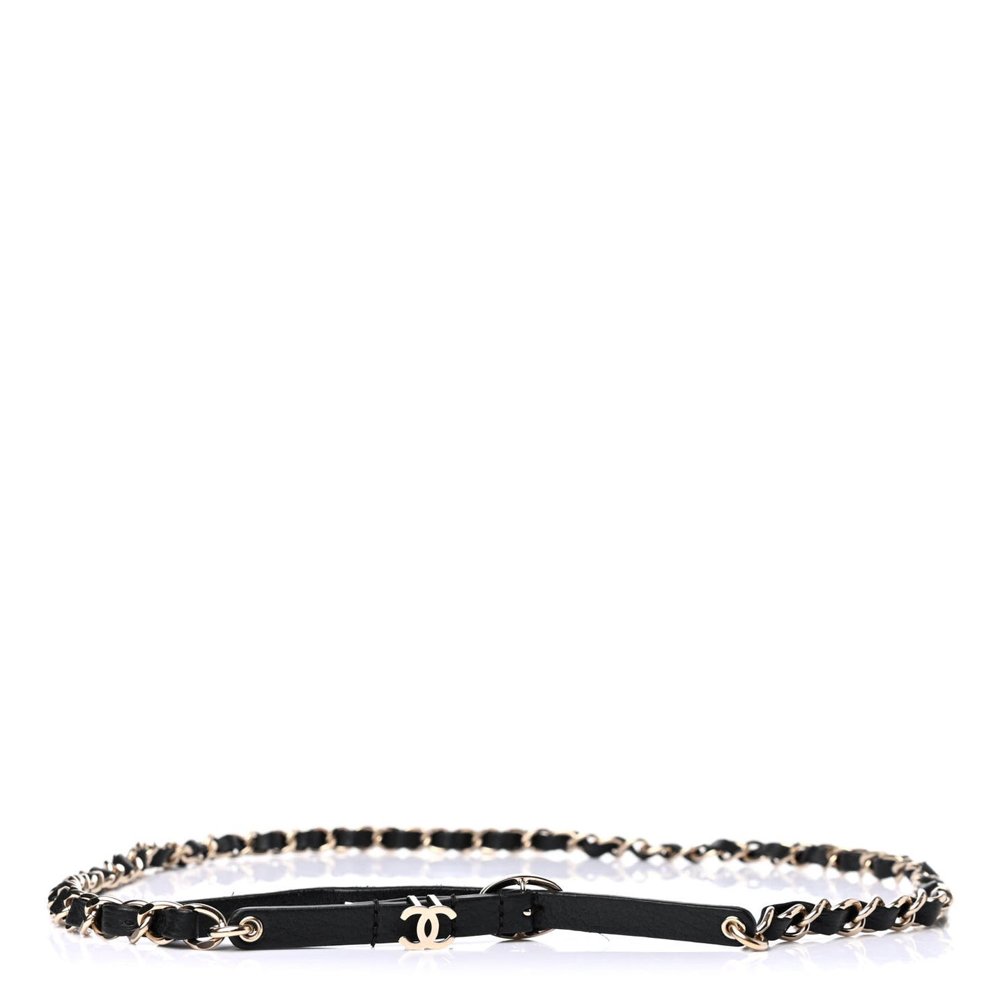 Lambskin CC Chain Belt 90 36 Black Gold