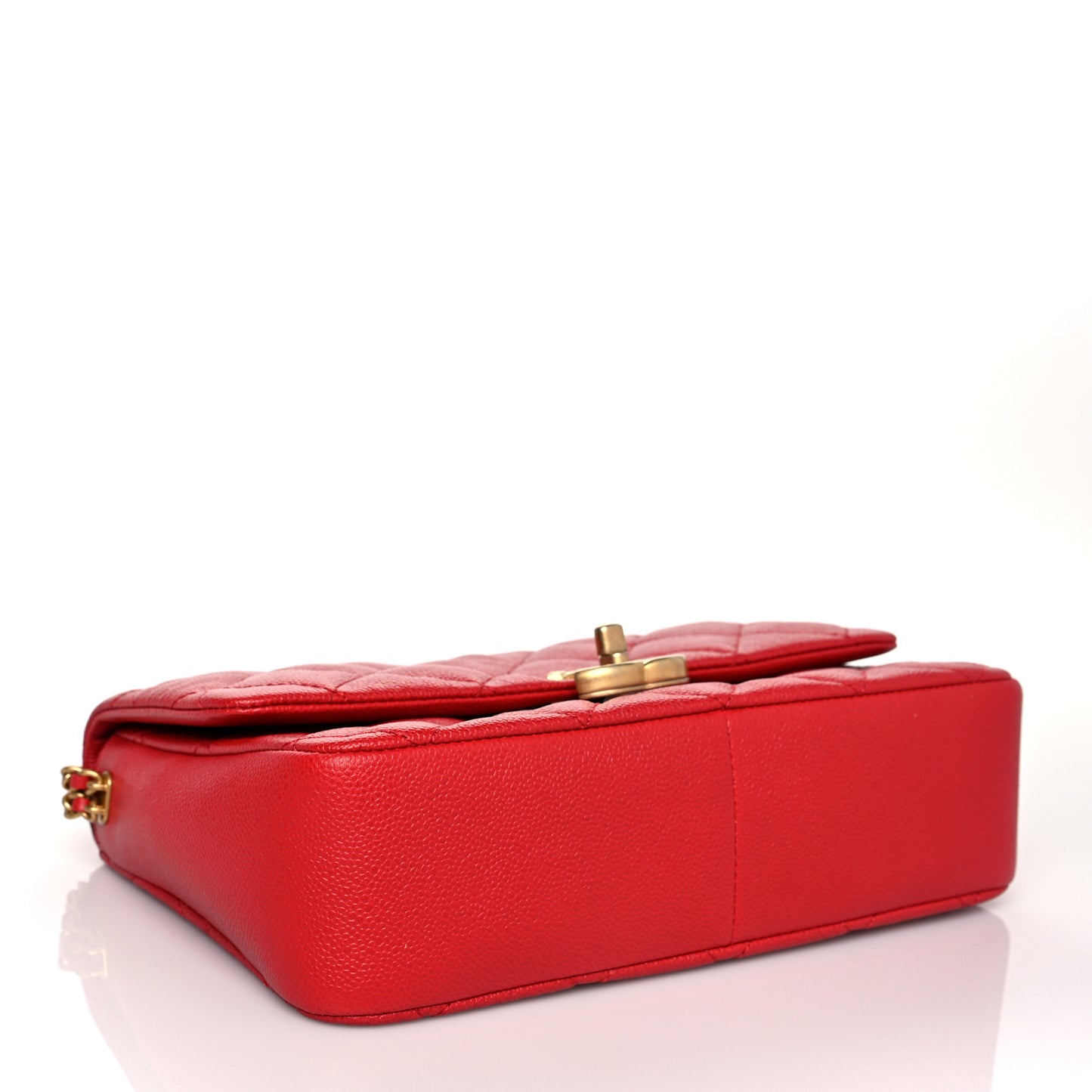 Shiny Caviar Quilted Large Chain Melody Flap Red