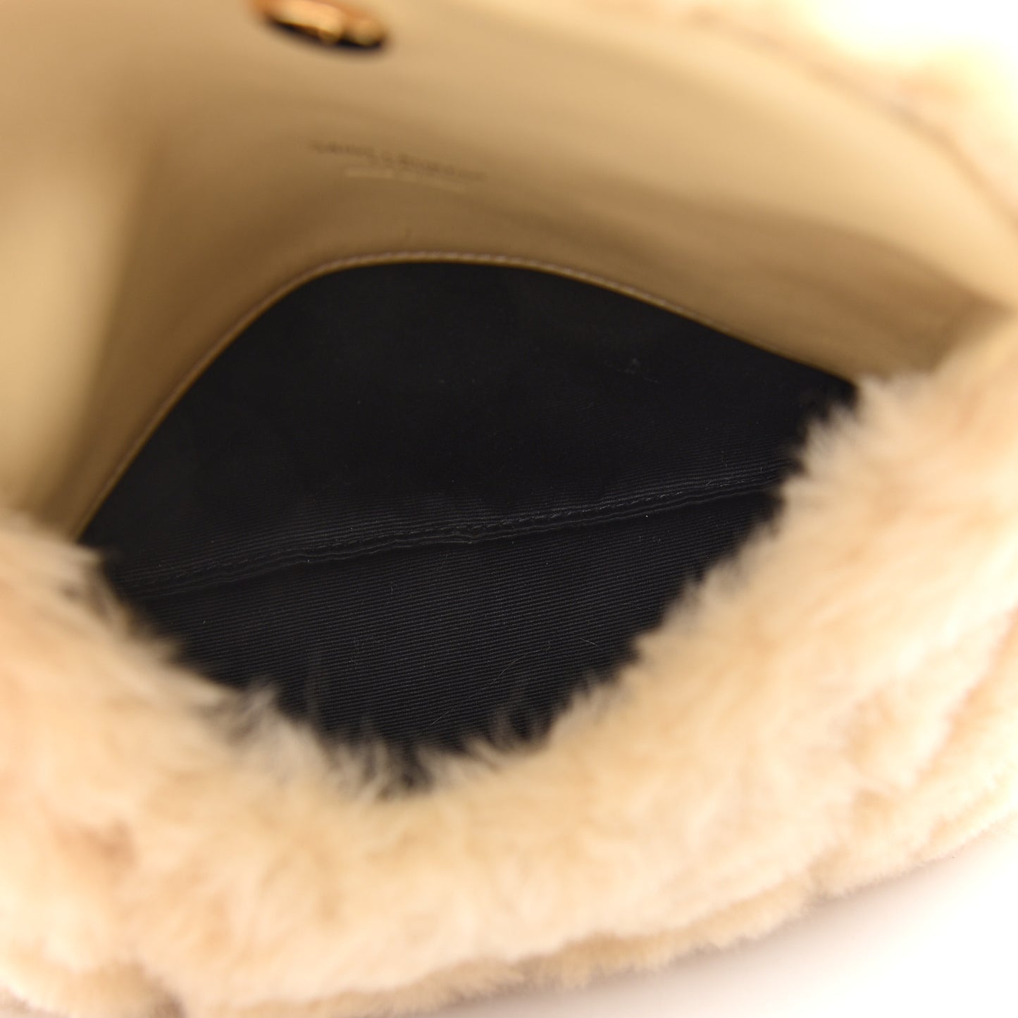 Shearling Quilted Monogram Loulou Puffer Pouch Clutch Natural Beige