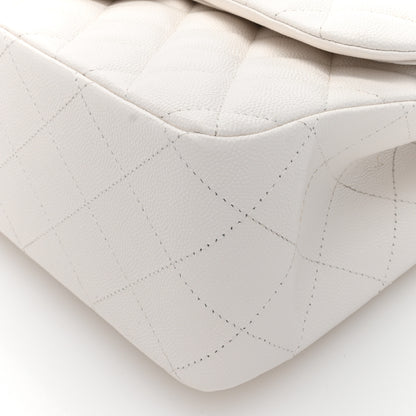Chanel Caviar Quilted Jumbo Double Flap White 10 of 10