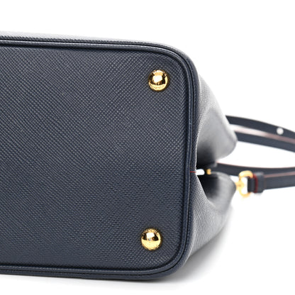 Prada Saffiano Cuir Small Double Bag Baltico Fuoco 10 of 11