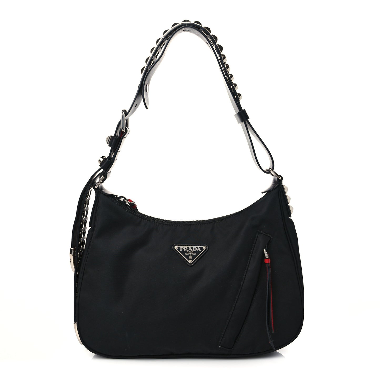 Tessuto Nylon Studded New Vela Hobo Black Fuoco