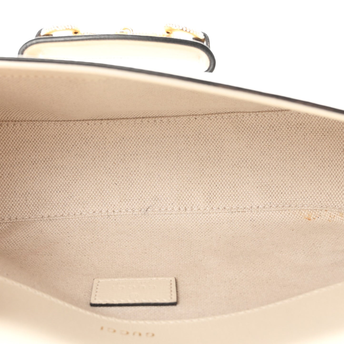 Azalea Calfskin Crystal Small Horsebit 1955 Chain Shoulder Bag White