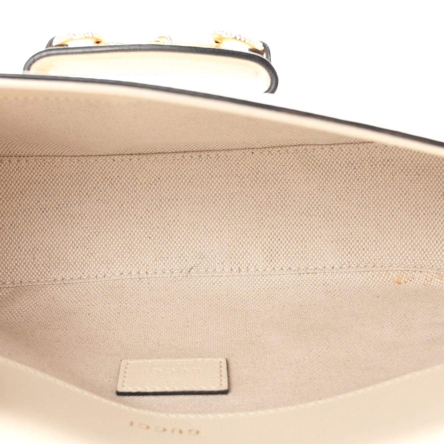 Gucci Azalea Calfskin Crystal Small Horsebit 1955 Chain Shoulder Bag White 5 of 10