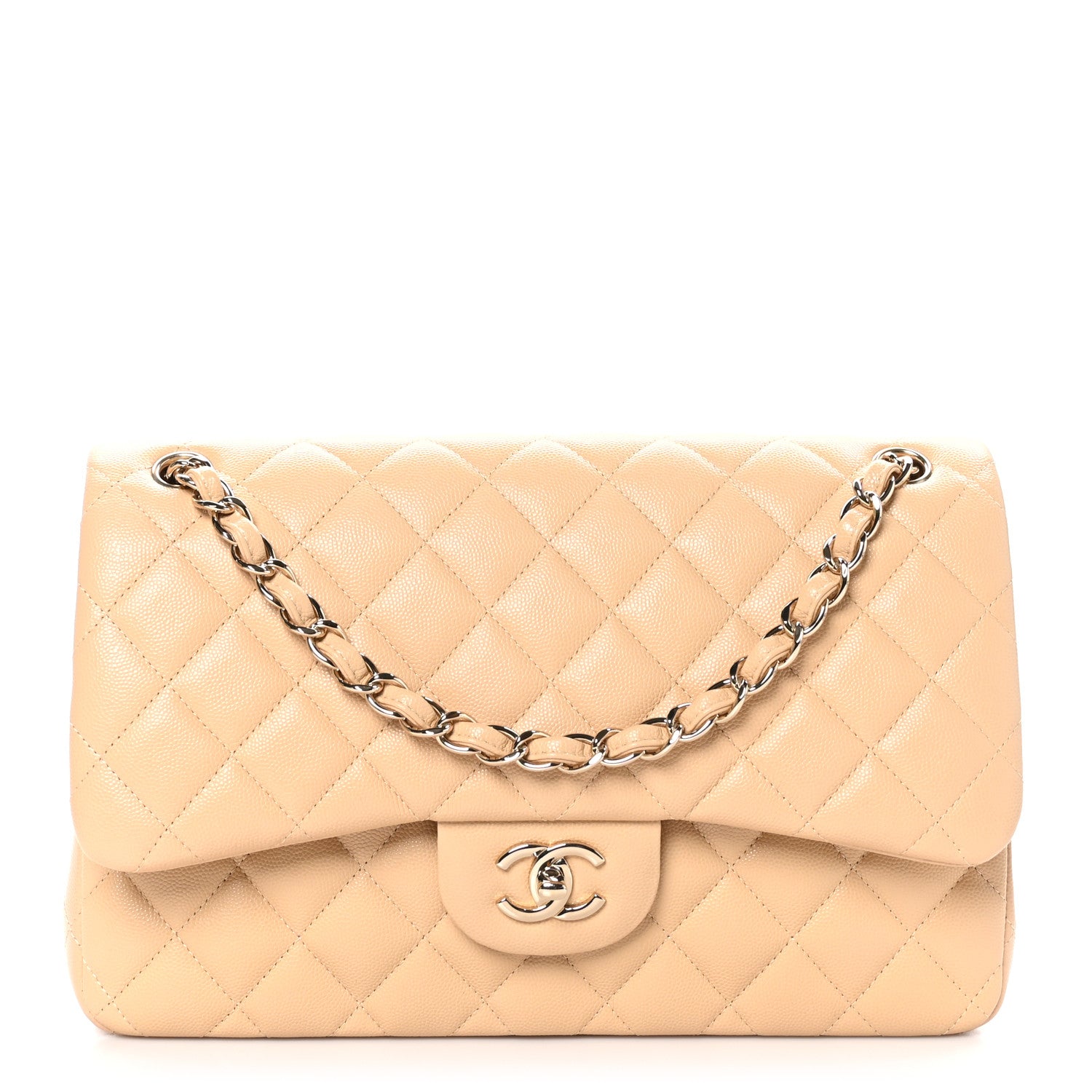 Chanel Caviar Quilted Jumbo Double Flap Beige 1 of 10