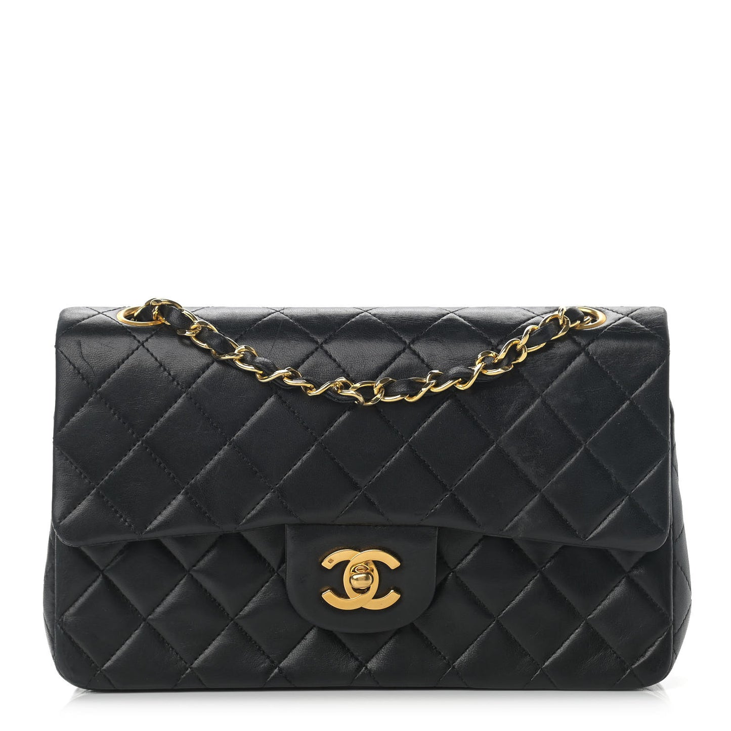 Lambskin Quilted Small Double Flap Black