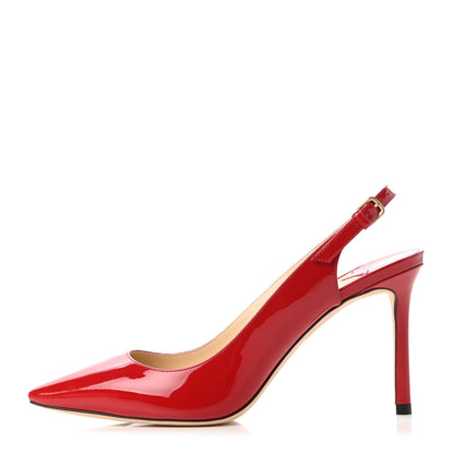 Jimmy Choo Patent Erin 85 Slingback Pumps 38 Red 1 of 8