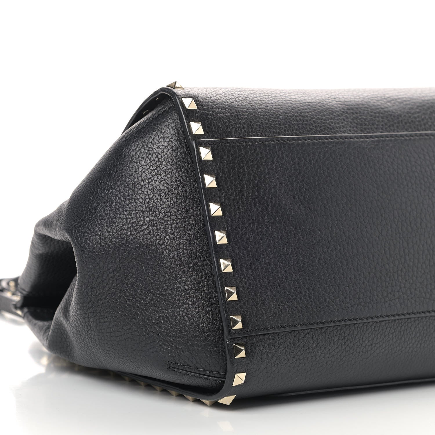 Valentino Garavani Grainy Calfskin Rockstud Single Handle Flap Bag Black 6 of 10