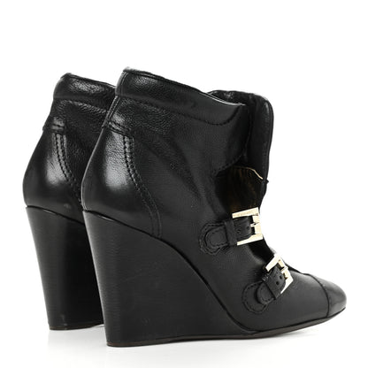 Chanel Calfskin Ankle Wedge Boots 38.5 Black 4 of 7