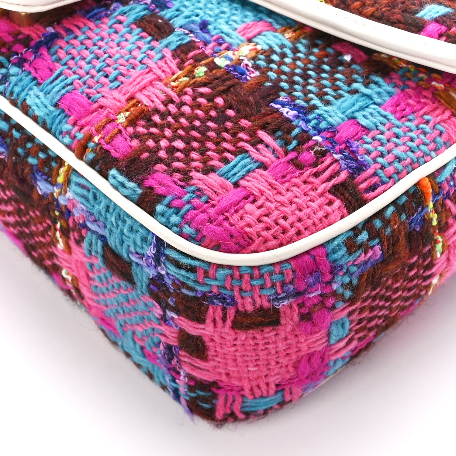 Gucci Tweed Calfskin Spicy Check Small GG Marmont Shoulder Bag Pink Multicolor Mystic White 11 of 11