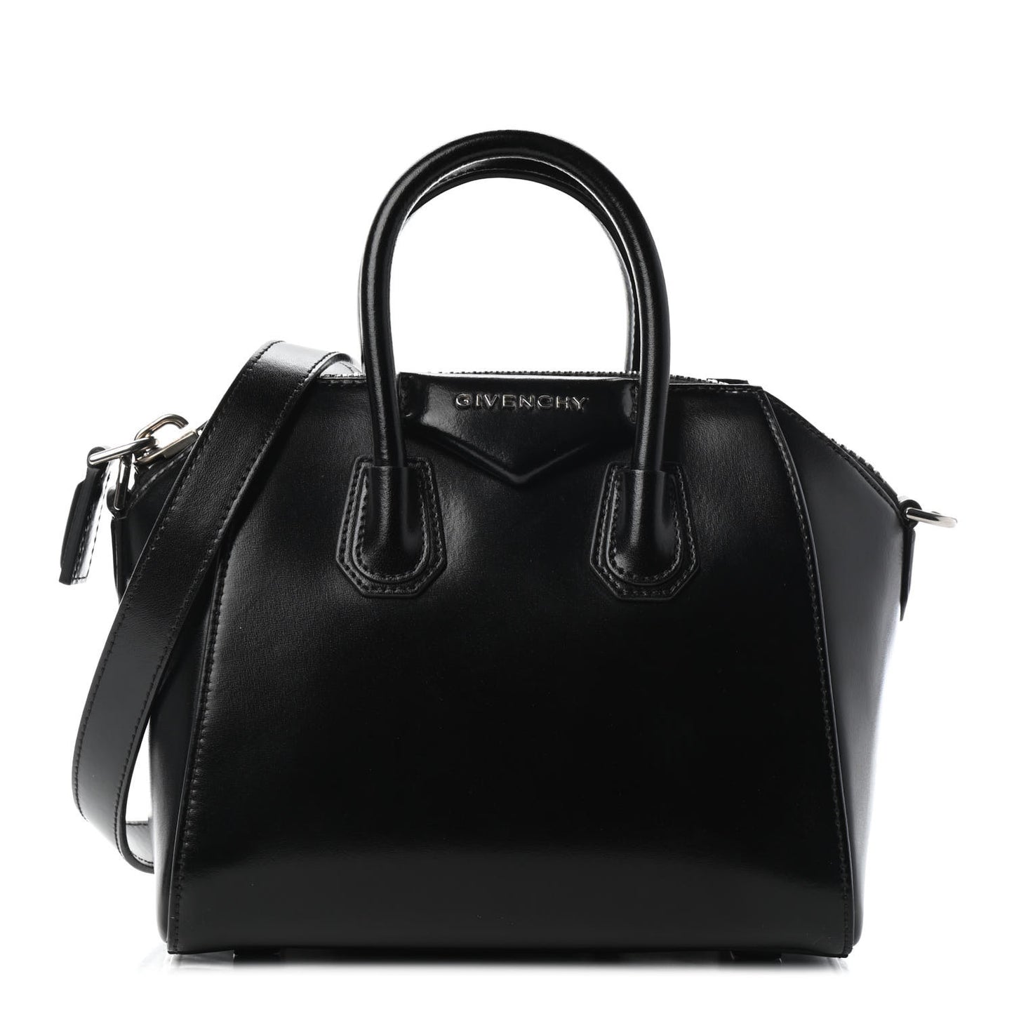 Shiny Lord Calfskin Mini Antigona Black