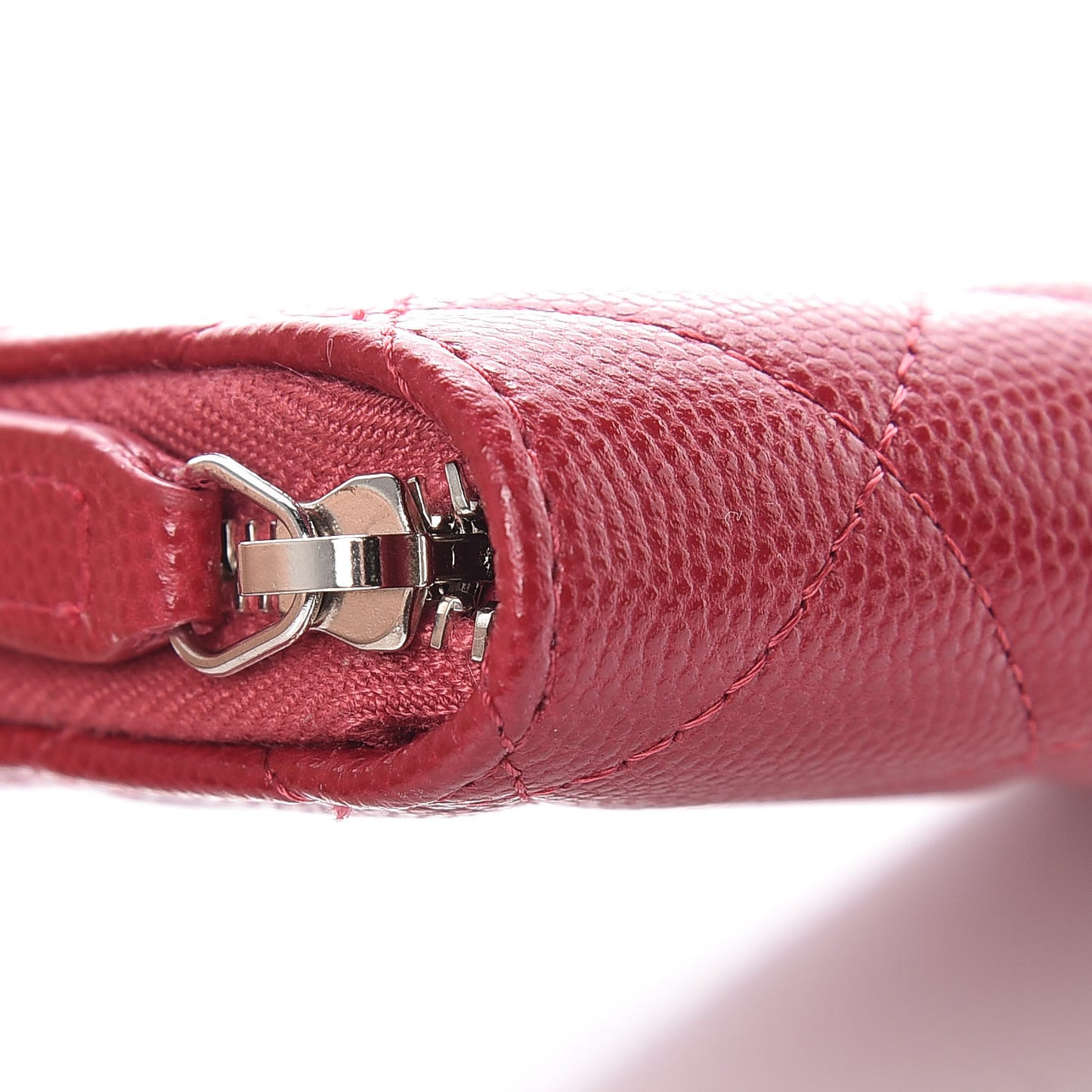 Caviar Quilted Zip Coin Purse Dark Pink