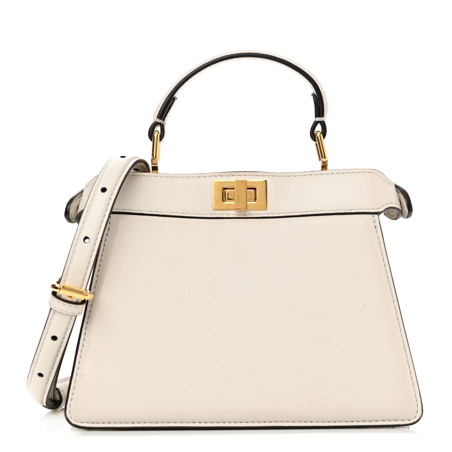 Fendi Shiny Nappa Petite Peekaboo I SEE U Satchel White 1 of 10