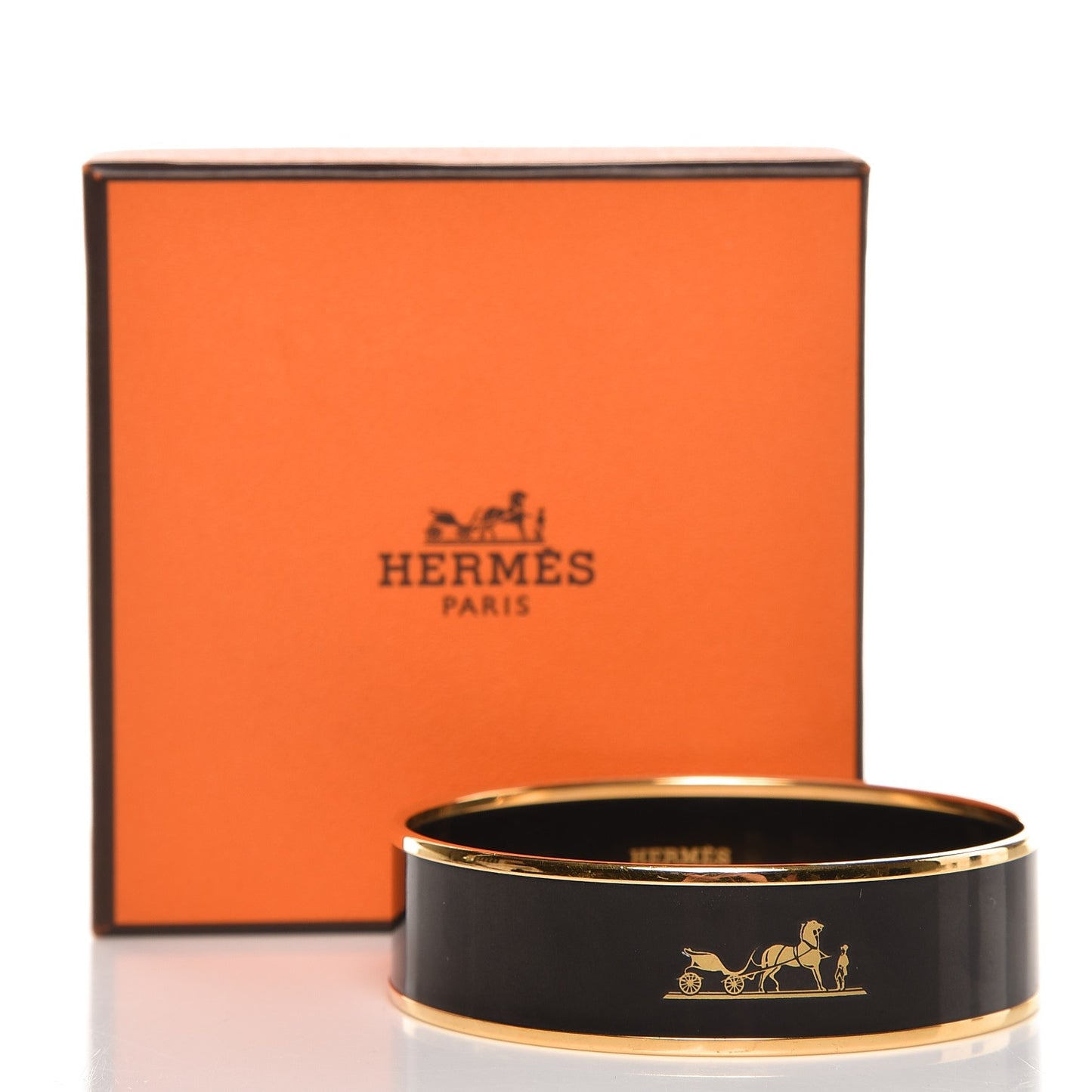 Enamel Printed Wide Caleche Bracelet 70 Black