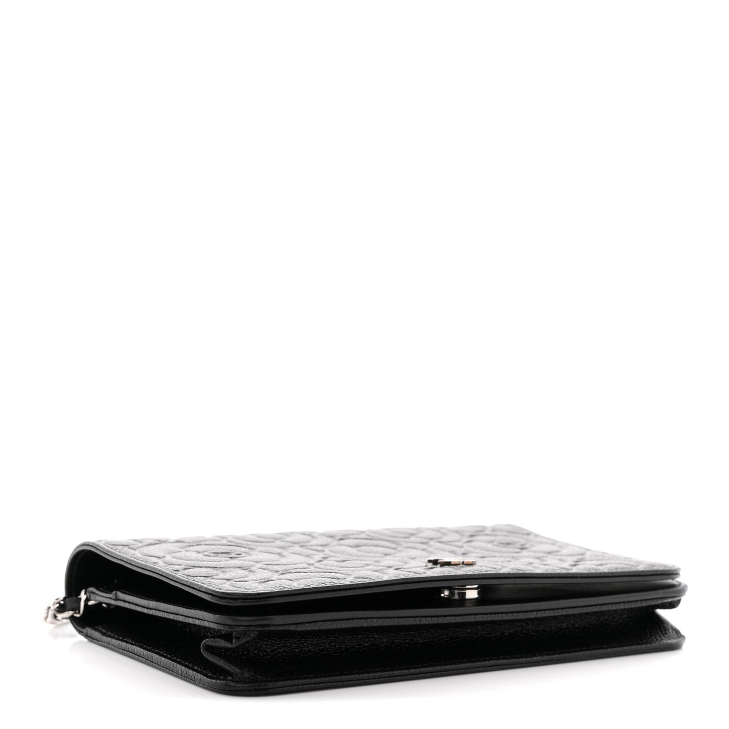 Caviar Camellia Embossed Wallet On Chain WOC Black
