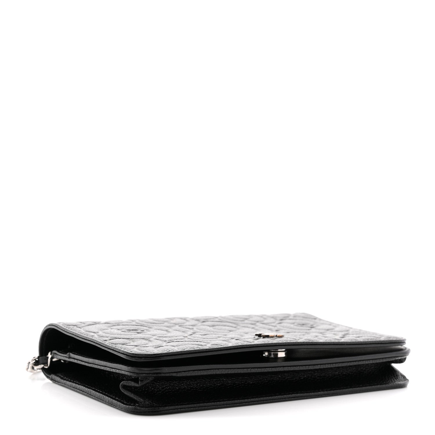 Chanel Caviar Camellia Embossed Wallet On Chain WOC Black 4 of 12