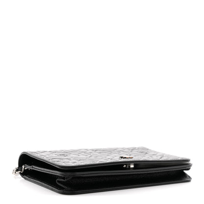 Chanel Caviar Camellia Embossed Wallet On Chain WOC Black 4 of 12