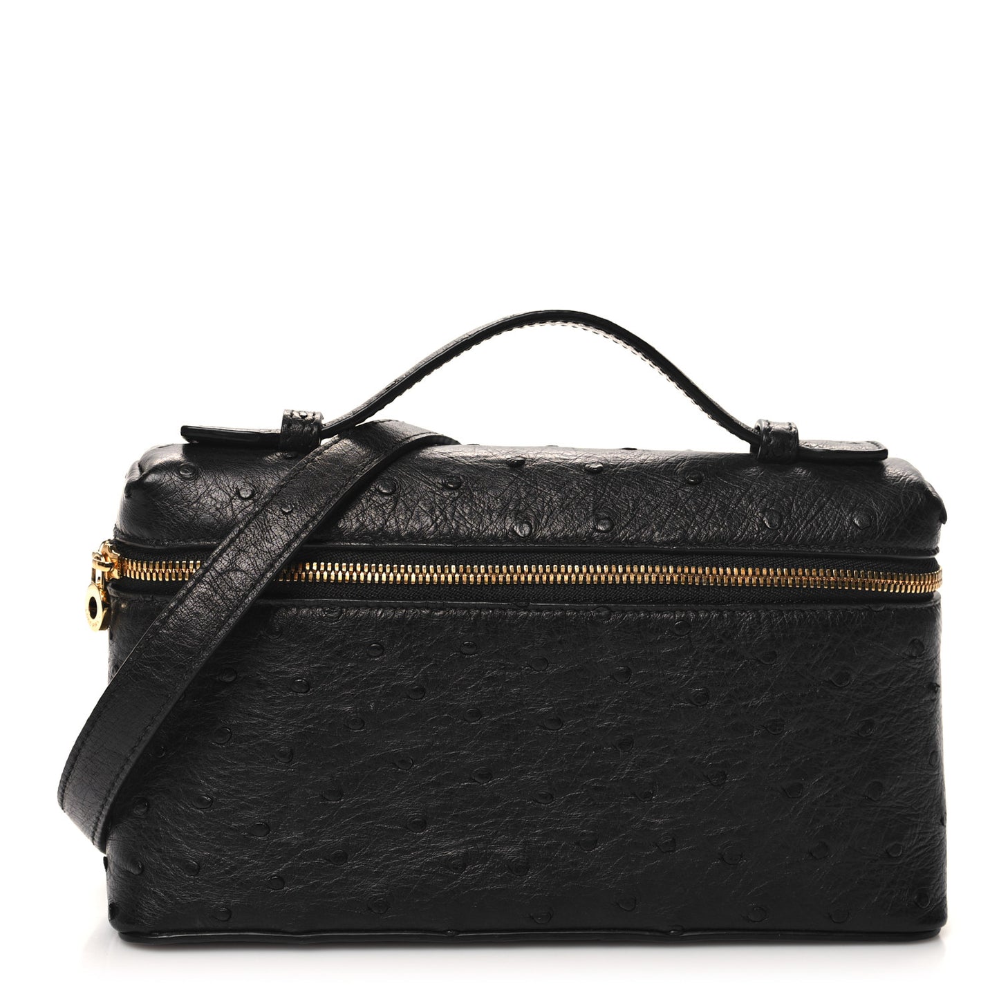 LORO PIANA Ostrich L19 Extra Pocket Pouch Black