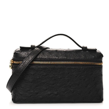 Loro Piana LORO PIANA Ostrich L19 Extra Pocket Pouch Black 1 of 11