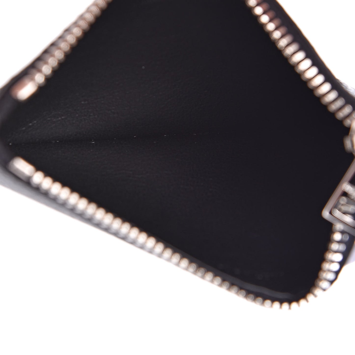 Grained Calfskin 5 Fragments Zip Pouch Card Holder Black