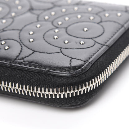 Chanel Lambskin Camellia Studded Large Gusset Zip Around Wallet Black 10 of 12