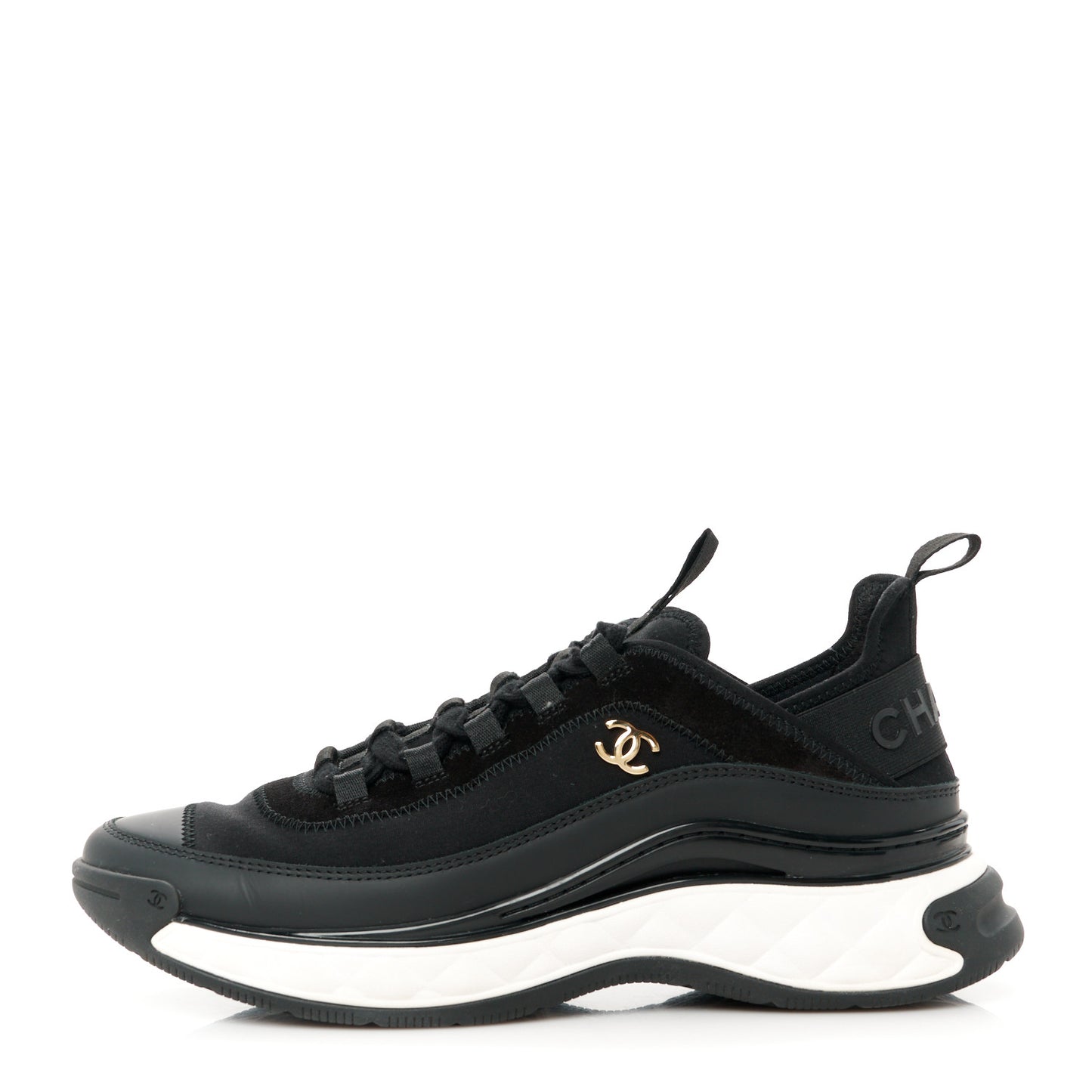 Velvet Calfskin Mixed Fibers CC Sneakers 41 Black